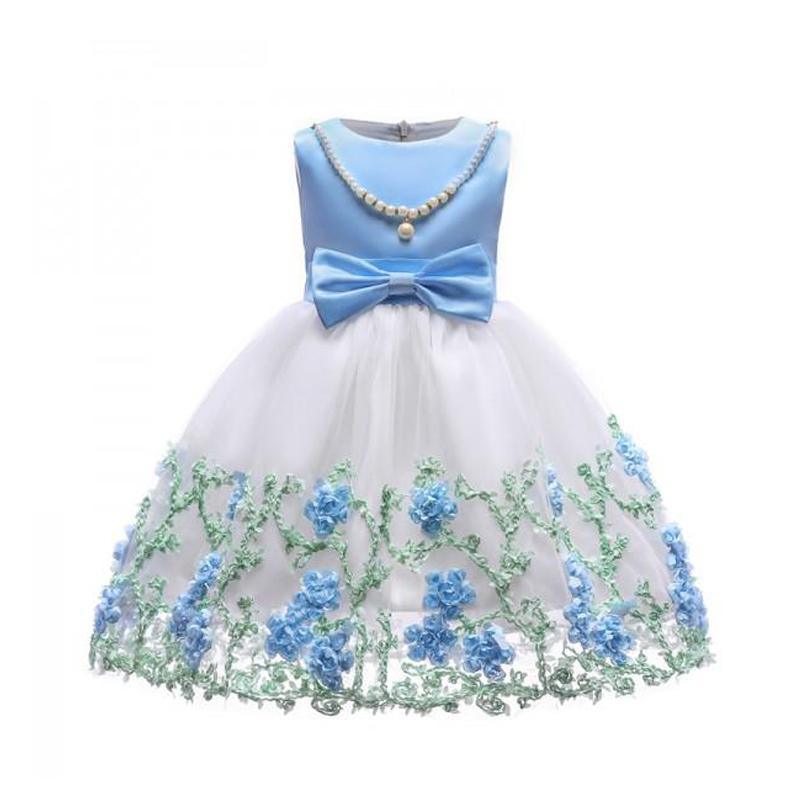 Elegant Floral Applique Sleeveless Tulle Party Dress - PrettyKid