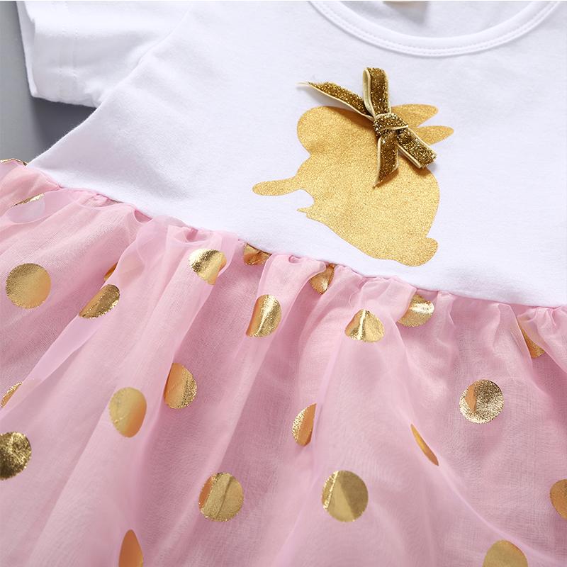 Summer Baby Girl Short Sleeve Bow Cartoon Print Tulle Dress - PrettyKid