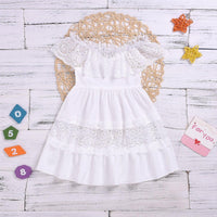 Fashionable Off Shoulder Collar Lace Princess Dress - PrettyKid