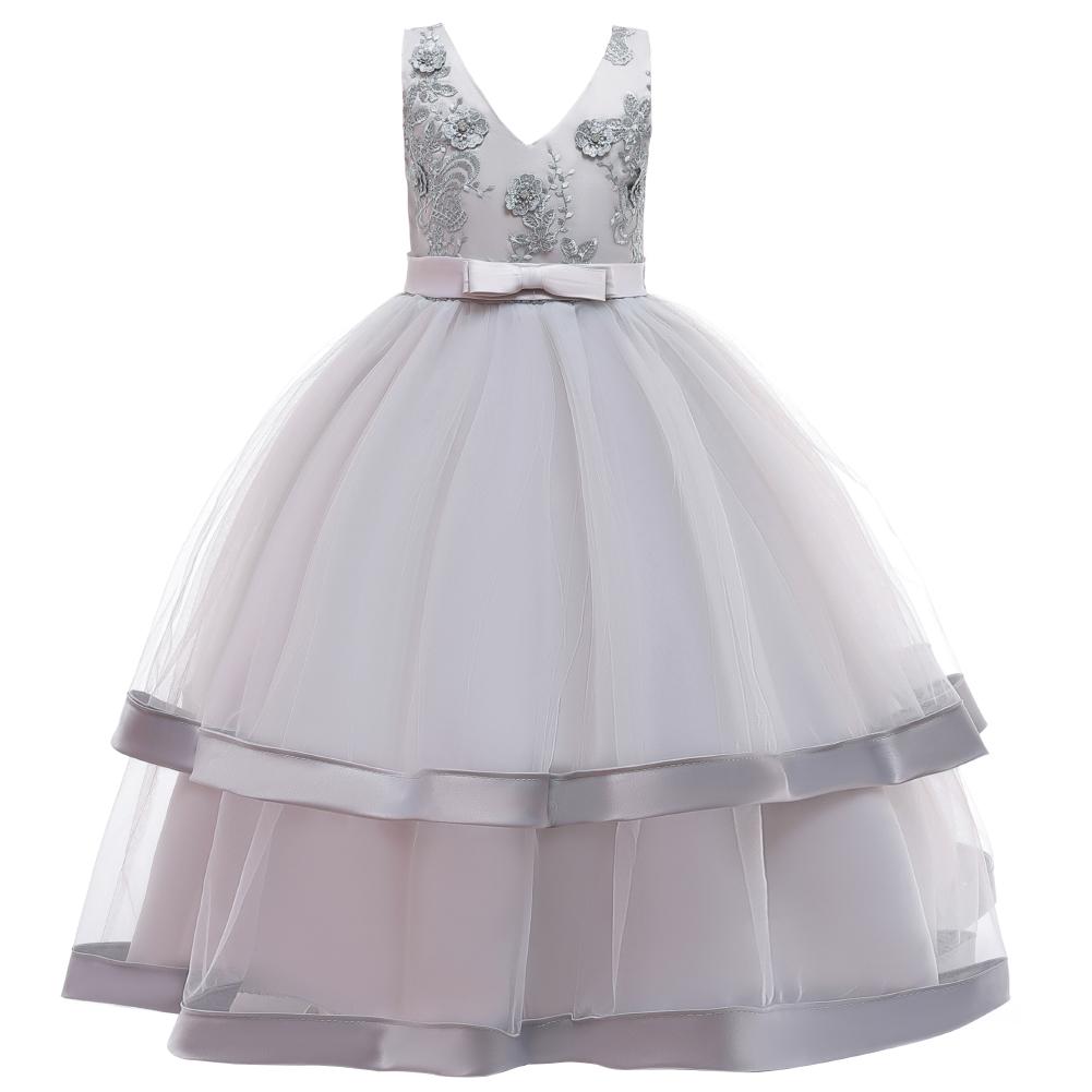 Long girl's dress princess dress wedding dress girls performance dress - PrettyKid