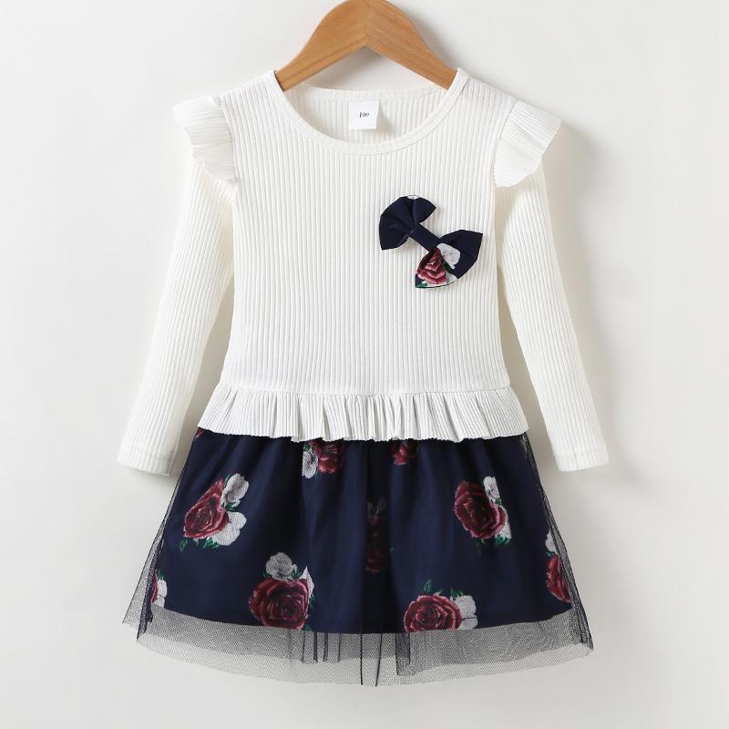 Girls' Bow Print Dress - PrettyKid