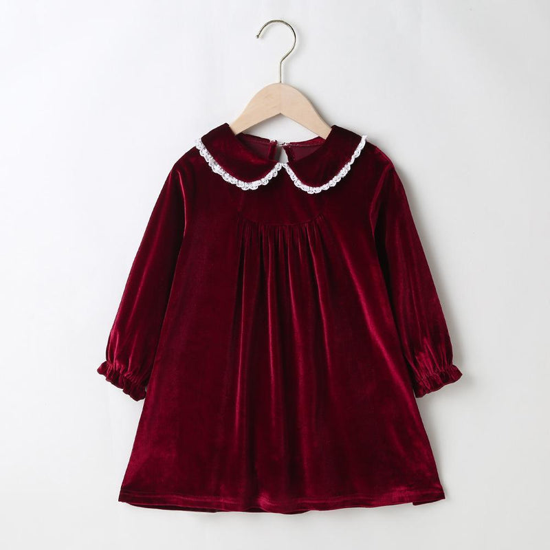 Girls Long Sleeve Doll Collar A-line Dress Wholesale Girl Dresses - PrettyKid