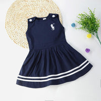 Toddler Girls Polo Collar Blue Preppy Style Dress - PrettyKid