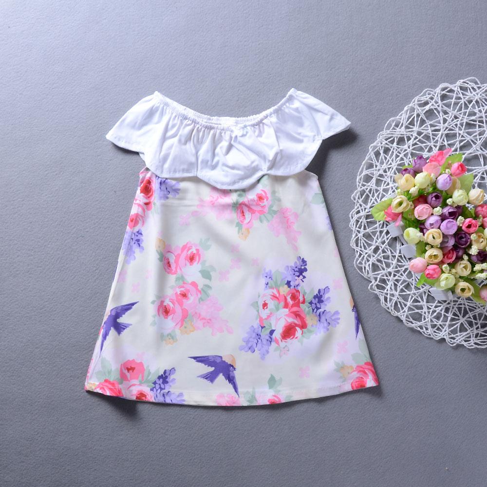 Toddler Girls Ruffle Collar Flowers Sleeveless Dress Princess Dress - PrettyKid
