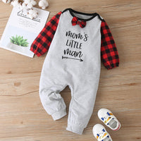 Baby Boys Printed Letter Plaid Romper Baby Boutique Clothing Wholesale - PrettyKid