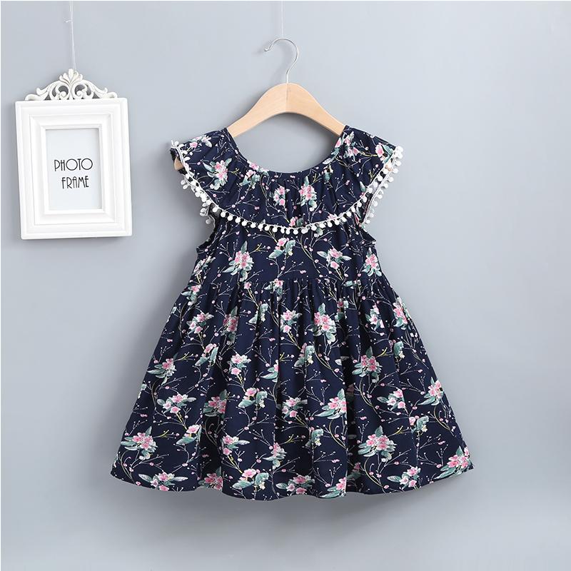 Girls Ruffle Collar Lace Dress Floral Sleeveless Dress - PrettyKid