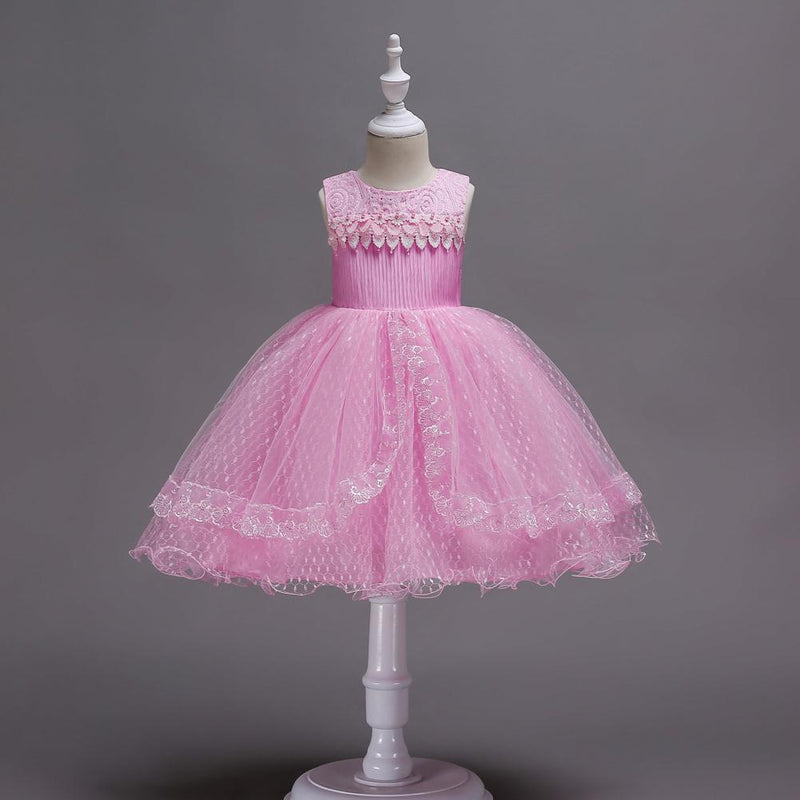 Beautiful Girl Embroidered Princess Lace Dress - PrettyKid