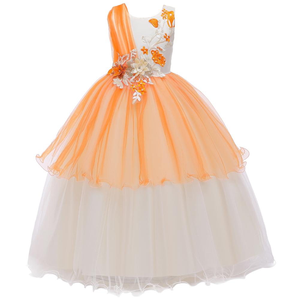 Girls Prom Dress Long Princess Tutu Skirt Children Performance Clothes - PrettyKid