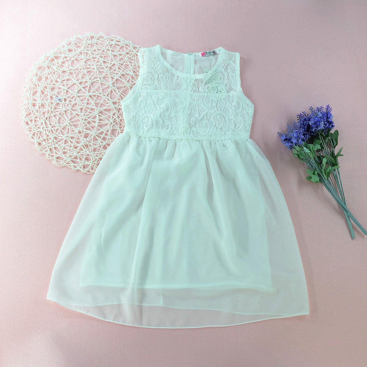 Fashionable Solid Color Tulle Sleeveless Princess Dress - PrettyKid