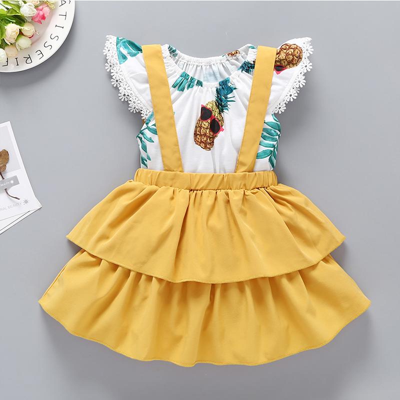 Baby Girls Fruit Allover Print Top & Layered Suspender Skirt - PrettyKid