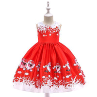 Girls Christmas Dress Print Santa Tutu Princess Dress Girl Dress - PrettyKid