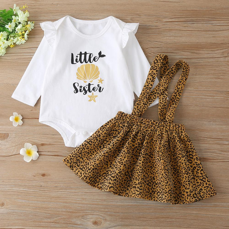 Baby Girls Printed Letter Little Sister Romper&Skirt Baby Wholesales - PrettyKid