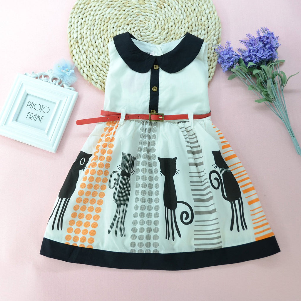Toddler Girls Cat Vest Dress Doll Collar Princess Dress - PrettyKid