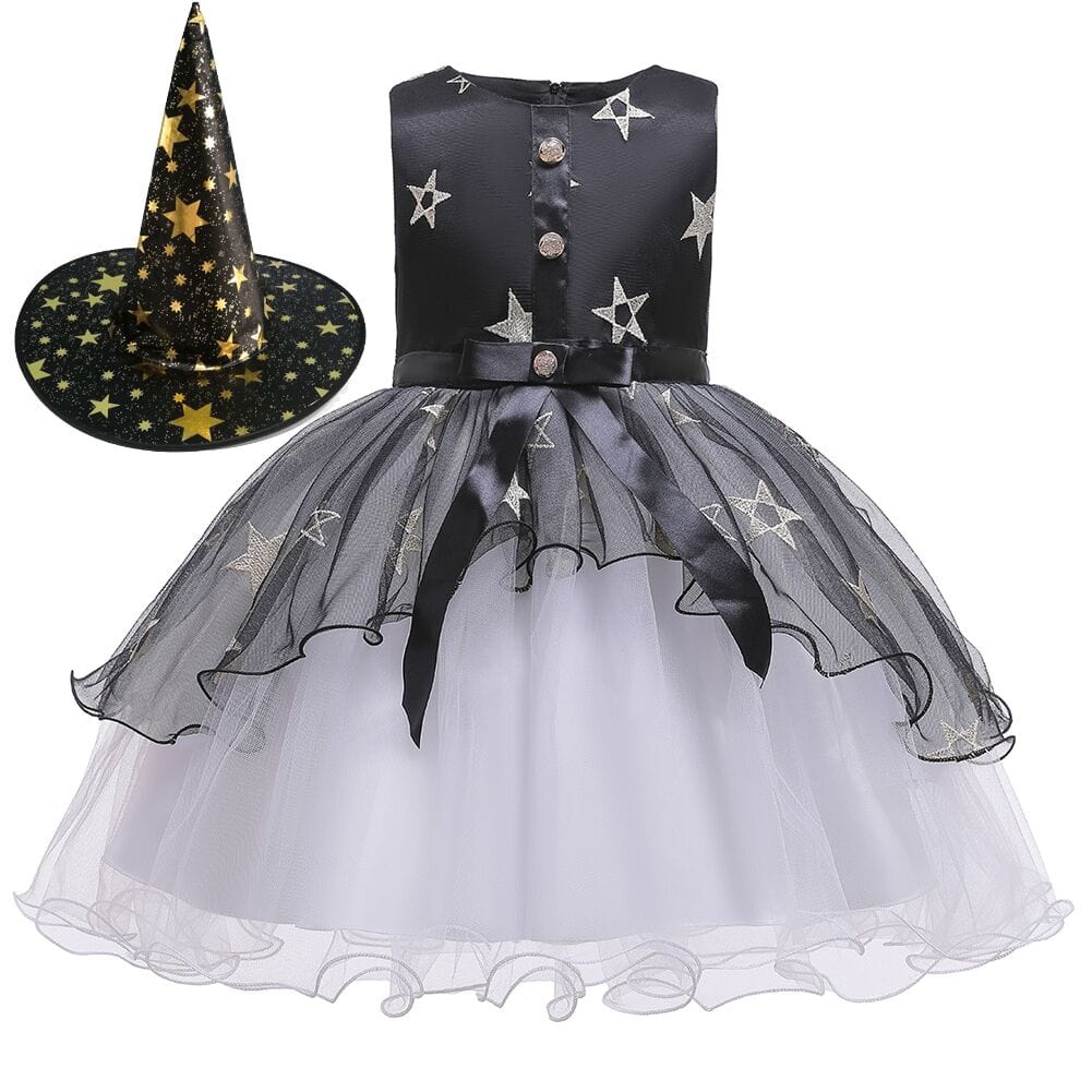 Girls Party Dress Princess Tutu Skirt Girls Star Mesh Dress With Hat - PrettyKid