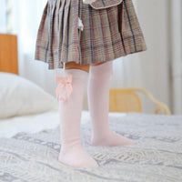 Velvet Bowknot Knee-High Stockings - PrettyKid