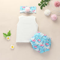 3-piece Vest & Headband & Flamingos Pattern Shorts for Baby Girl - PrettyKid