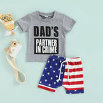 6-12M Independence Day Casual T-Shirt Flag Print Shorts Baby Boy Sets Wholesale Baby Clothing - PrettyKid