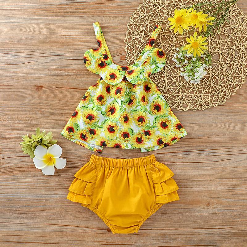 2-piece Floral Printed Tops & Shorts for Baby Girl - PrettyKid