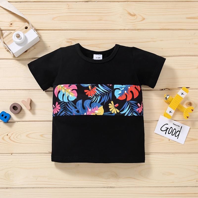 Grow Boy Splice Color Leaves T-shirt - PrettyKid