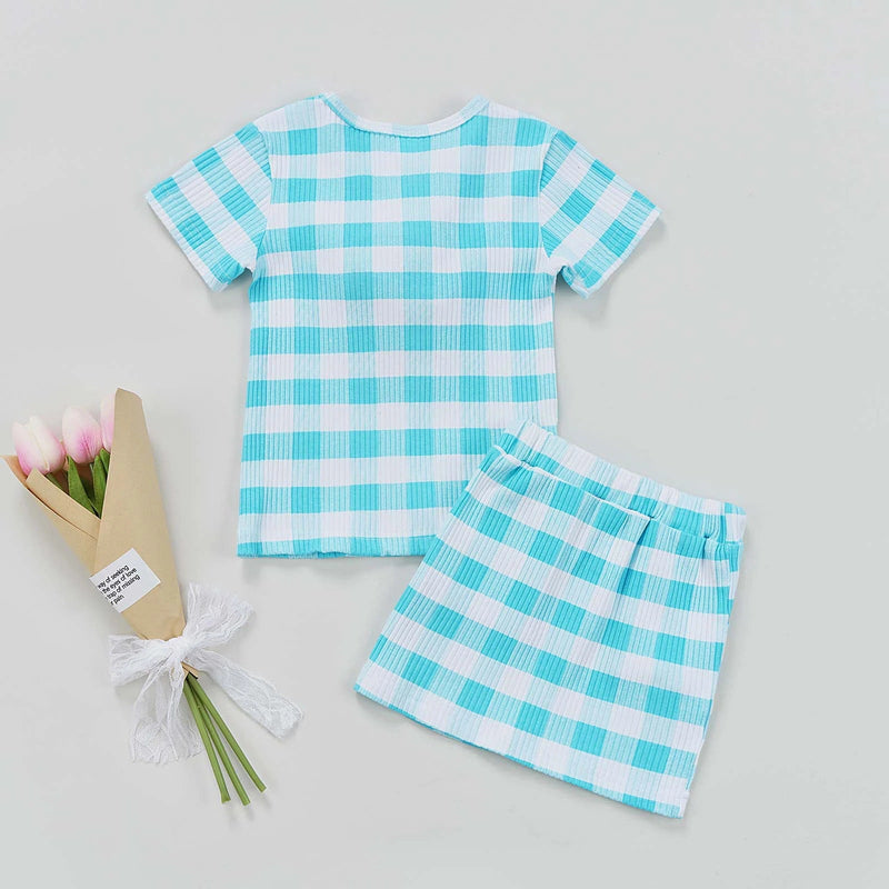 18months-6years Toddler Girl Sets Plaid Print Cute Toddler Girl Clothes Wholesale - PrettyKid