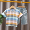 Children Boy 2pcs Color Stripes T-shirt & Shorts - PrettyKid