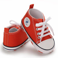 Baby/Toddler 's Orange Dotted Canvas Shoes Children's clothing wholesale - PrettyKid