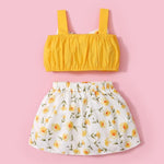 wholesale smocked children's clothing Toddler Girl Bow Decor Floral Print Cami Top & Skirt - PrettyKid