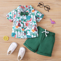 9M-4Y Toddler Boys Outfits Sets Cartoon Bowtie Shirts & Shorts Boys Wholesale Clothing - PrettyKid