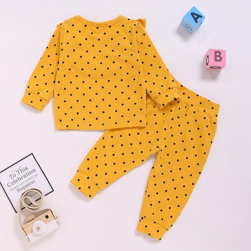 Polka Dot Ruffled Sweatshirt and Pants Set Wholesale children's clothing - PrettyKid