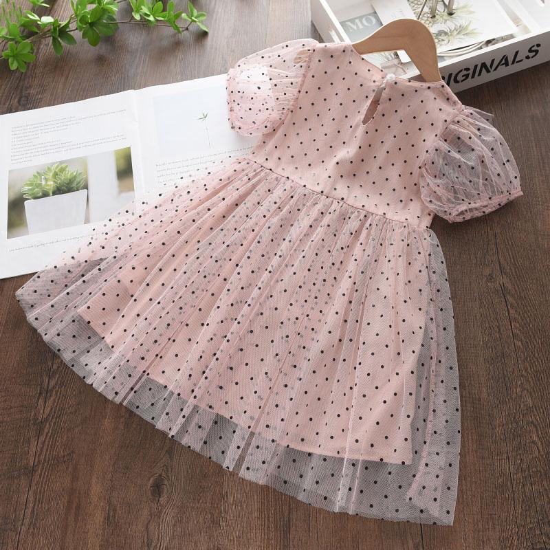 Toddler Girl Polka Dot Mesh Dress Children's Clothing - PrettyKid