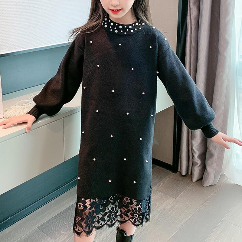 Sweet Solid Sweater Dress for Toddler Girls - PrettyKid