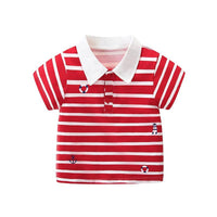 Toddler Boy Polo Collar Striped Pattern Top Wholesale Children's Clothing - PrettyKid