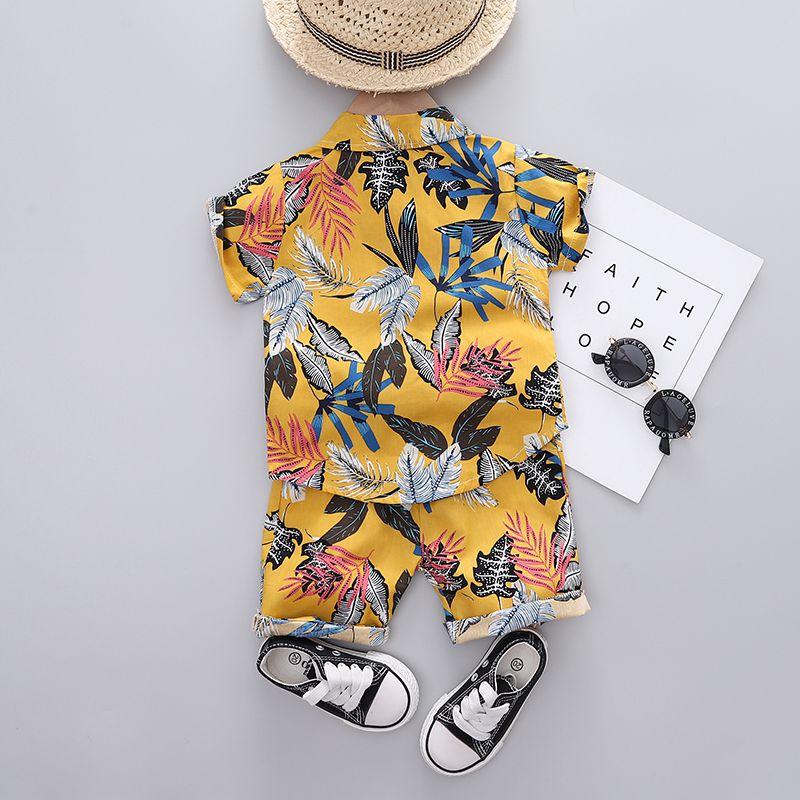 Grow Boy Leaves Print Vacation & Beach Casual Suit - PrettyKid