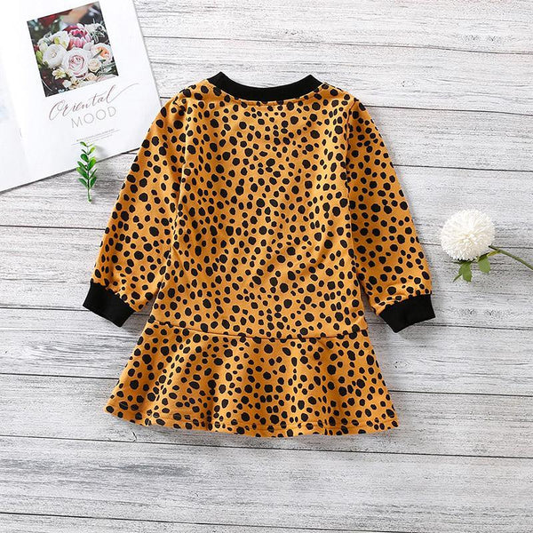 newborn baby clothes wholesale Toddler Girl Leopard Print Long Sleeve Dress Wholesale Children's Clothing - PrettyKid