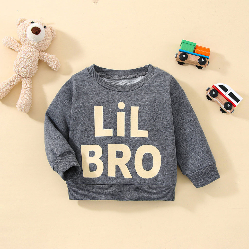Wholesale Baby Solid Color Letter Pattern Long Sleeve Pullover Sweater in Bulk - PrettyKid
