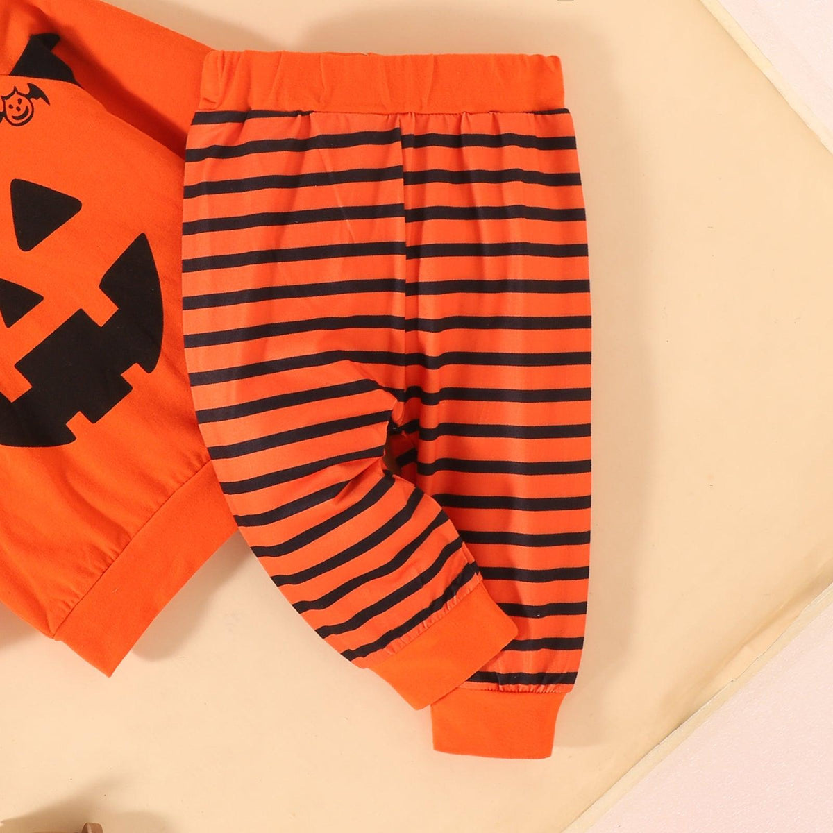 Toddler Kids Printed Halloween Pumpkin Hooded Cotton Long Sleeve Set - PrettyKid