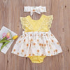 Baby Girl 2pcs Sunflower Pattern Bodysuit & Headhand - PrettyKid