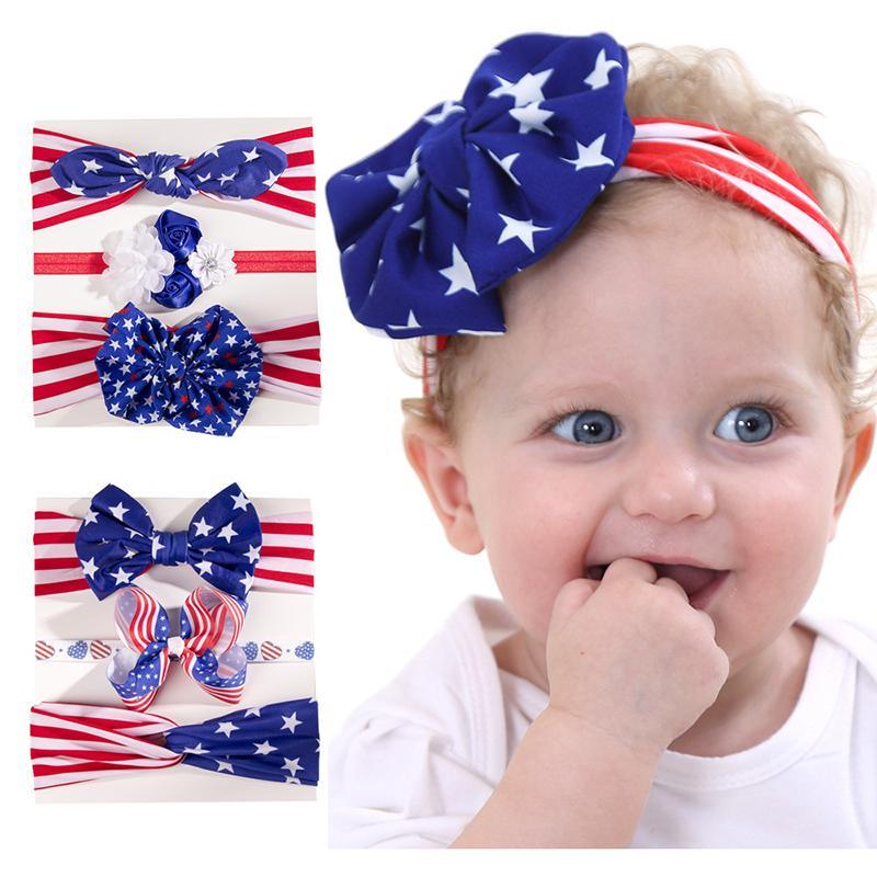 3 pieces Independence Day Bow Headband - PrettyKid