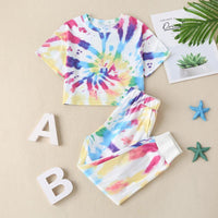 Toddler Girl 2pcs Tie Dye Pattern Summer Suit T-Shirt & Shorts - PrettyKid