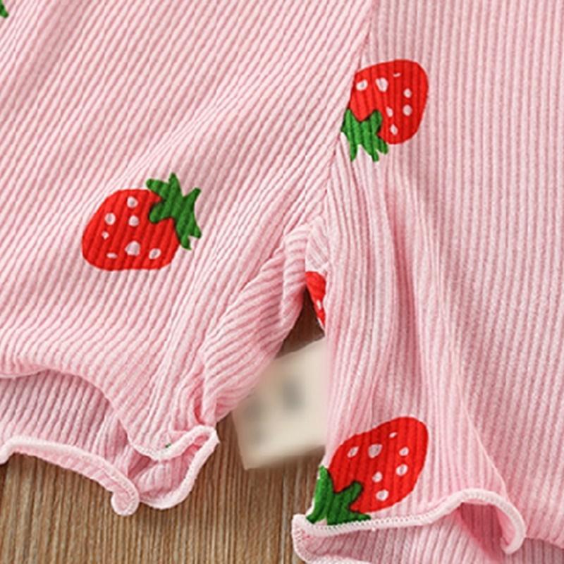 Toddler Girl Strawberry Pattern Summer Cami & Shorts Wholesale Children's Clothing - PrettyKid