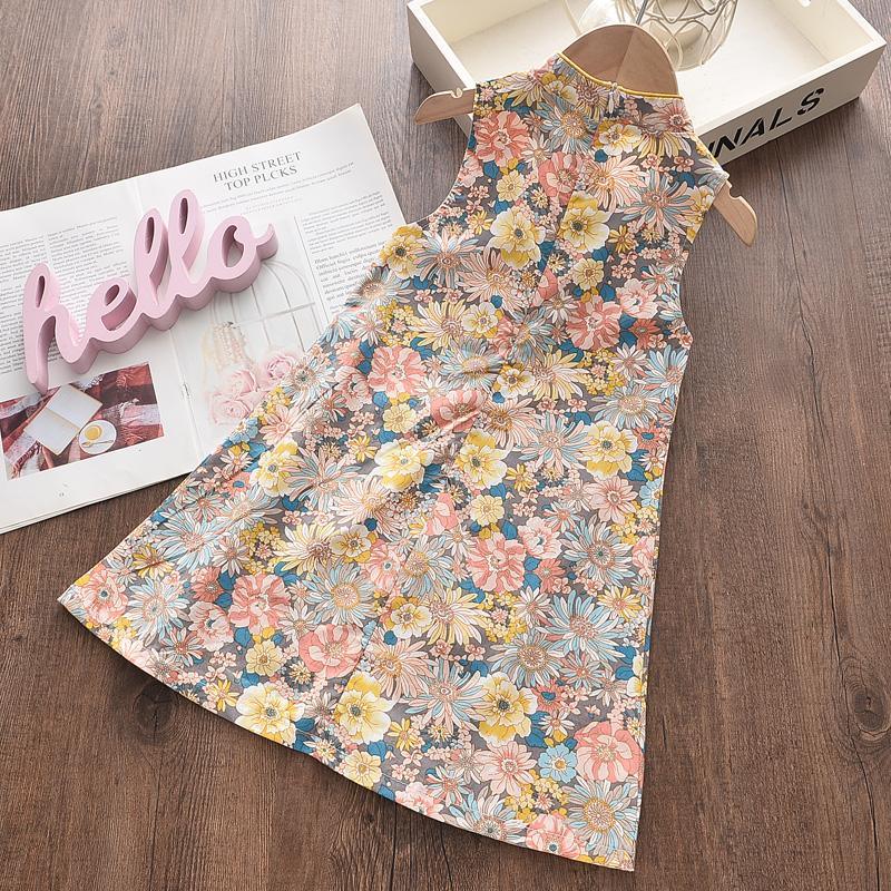 Toddler Girl Vintage Printed Cheongsam Dress Children's Clothing - PrettyKid