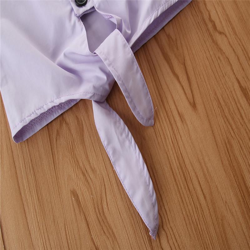 Toddler Girl Hem Tie Shirt & Letter Print Pants - PrettyKid