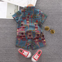 Toddler Boy Egyptian Leaves Shirt Suit - PrettyKid