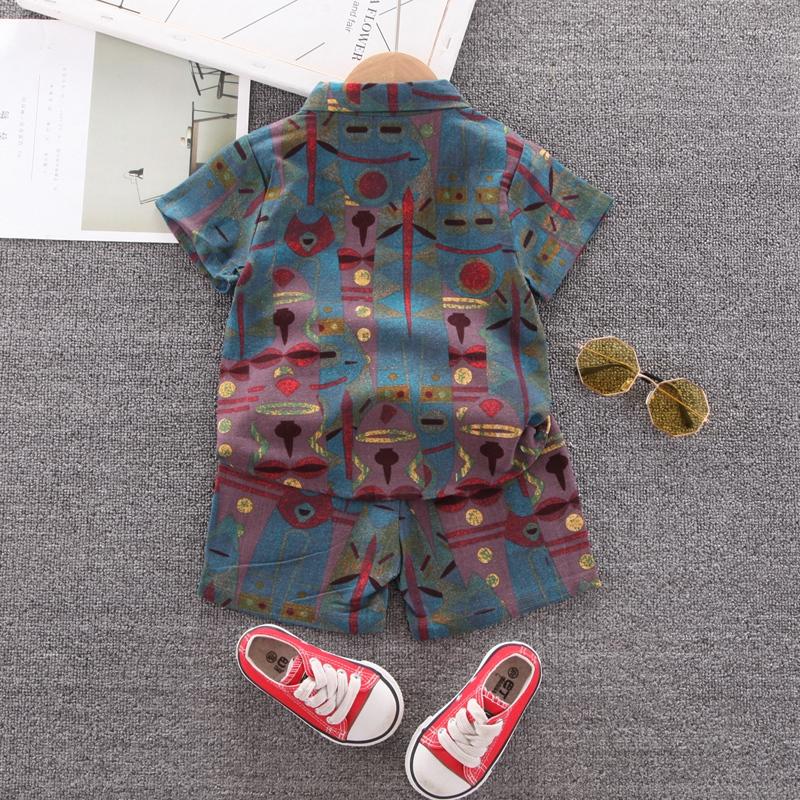 Toddler Boy Egyptian Leaves Shirt Suit - PrettyKid
