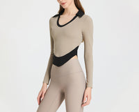 Yoga Suit Female Long-sleeved Lapel