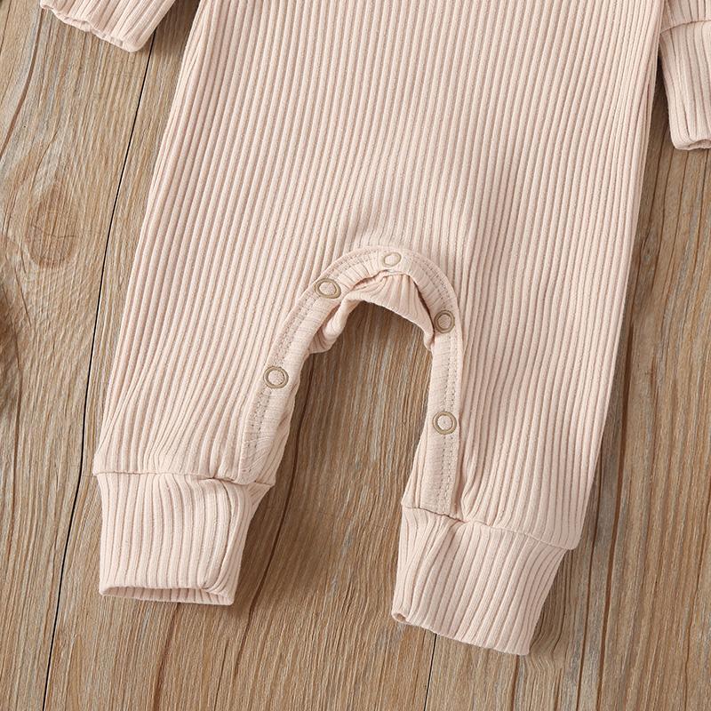 New Born Girl Ruffle Ribbed Jumpsuit - PrettyKid