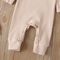 New Born Girl Ruffle Ribbed Jumpsuit - PrettyKid