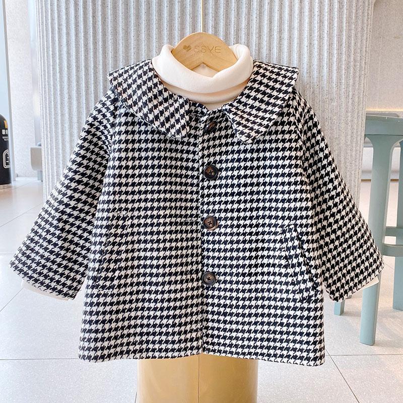 Houndstooth Duffle Coat for Toddler Girl - PrettyKid