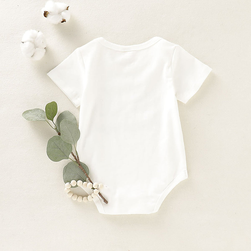 Hello Letter Printed Short-sleeved Round Neck Romper for Baby - PrettyKid