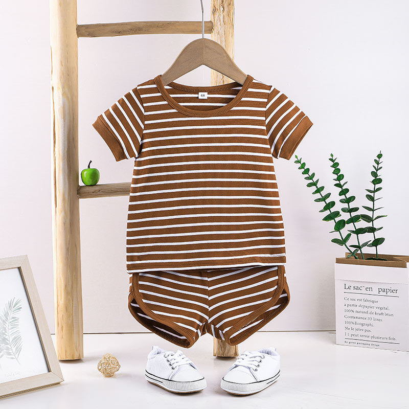 Baby Boy Sets Striped T-Shirt & Shorts Summer Baby Clothes In Bulk - PrettyKid